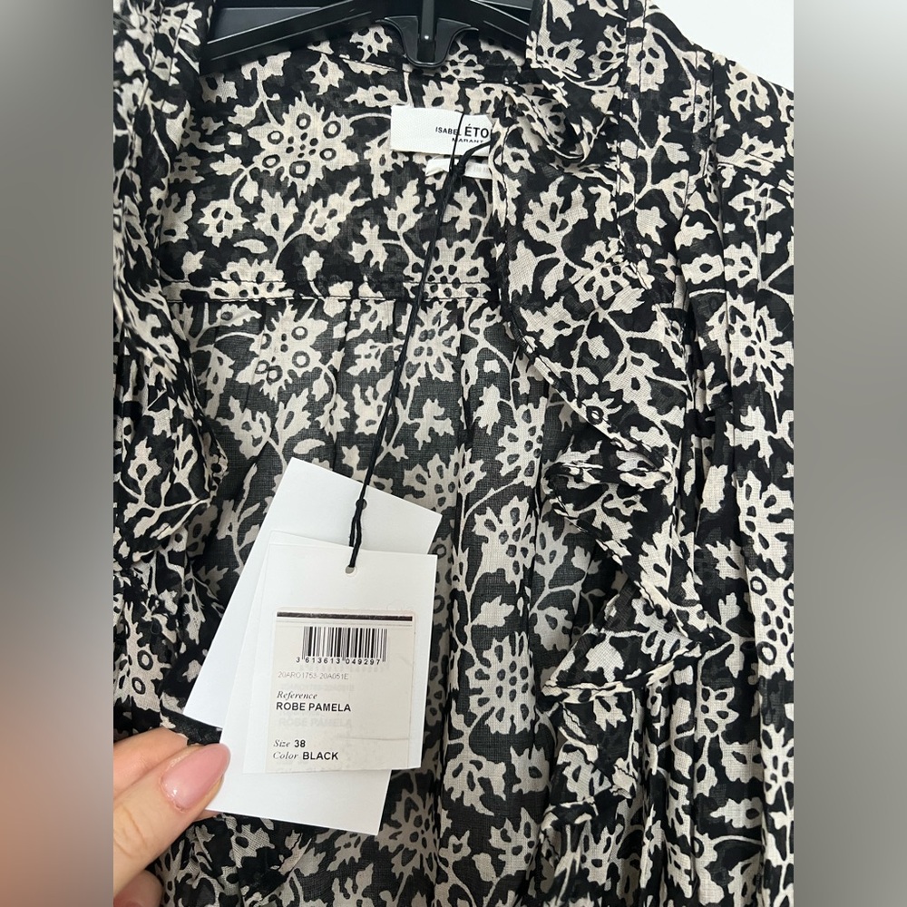 Isabel Marant Floral Black and White midi Dress - Picture 3 of 5
